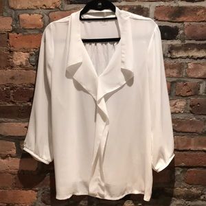 LOFT Tops - LOFT White Flowy blouse L LOFT Tops - LOFT White Flowy blouse L